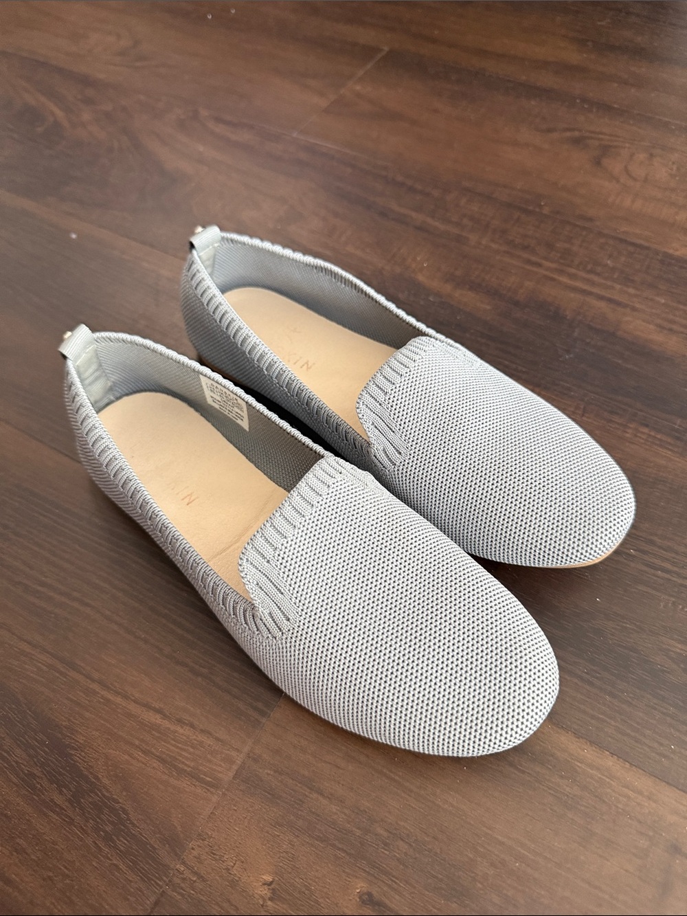 Light Blue Knit Slip-On Flats